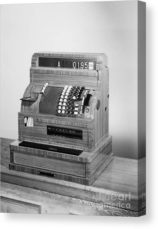 Paper Currency Canvas Print featuring the photograph Photograph Of National Cash Register by Bettmann