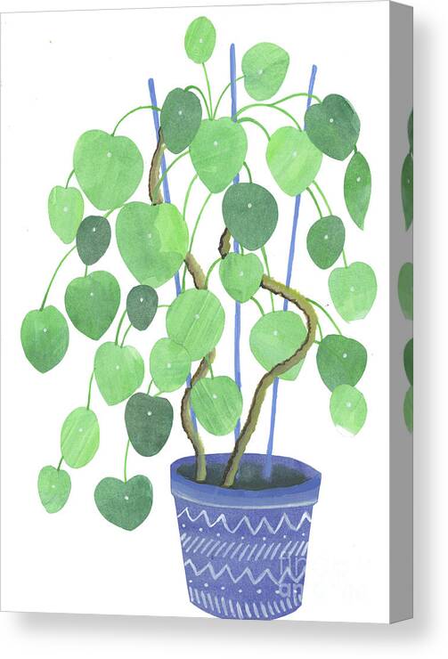 Houseplant Canvas Print featuring the painting Pilea Plant by Elizabeth Rider