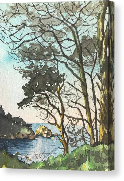Carmel Canvas Print featuring the painting Point Lobos View by Luisa Millicent