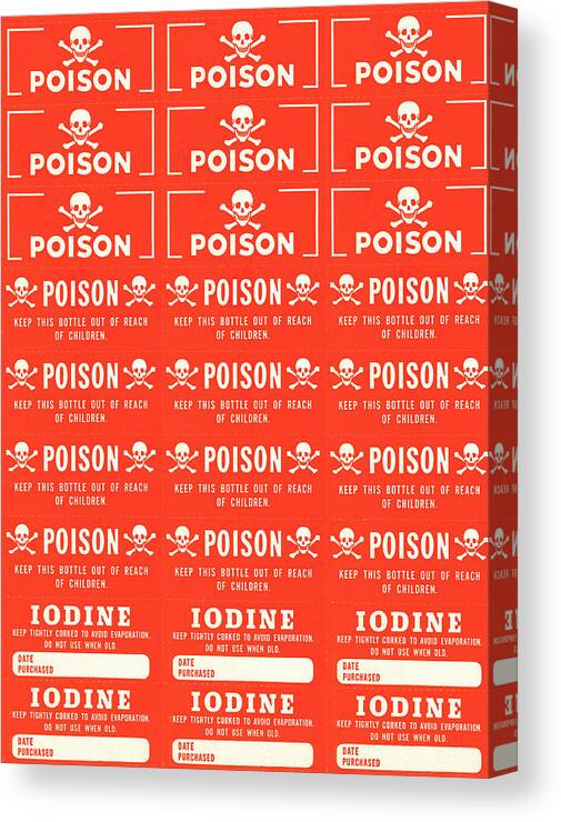 Alert Canvas Print featuring the drawing Poison and iodine stickers by CSA Images