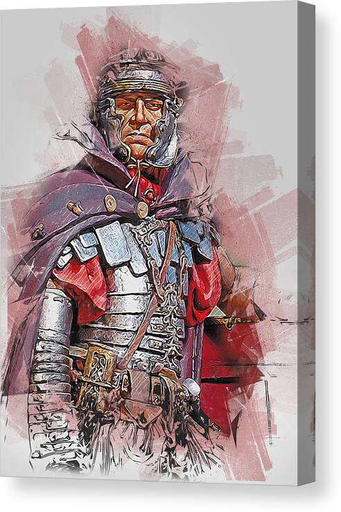 Roman Legion Canvas Print featuring the painting Portrait of a Roman Legionary - 44 by AM FineArtPrints