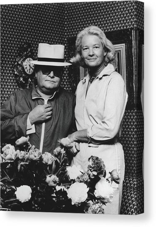 People Canvas Print featuring the photograph Portrait Of Capote & Guest by Bert Morgan
