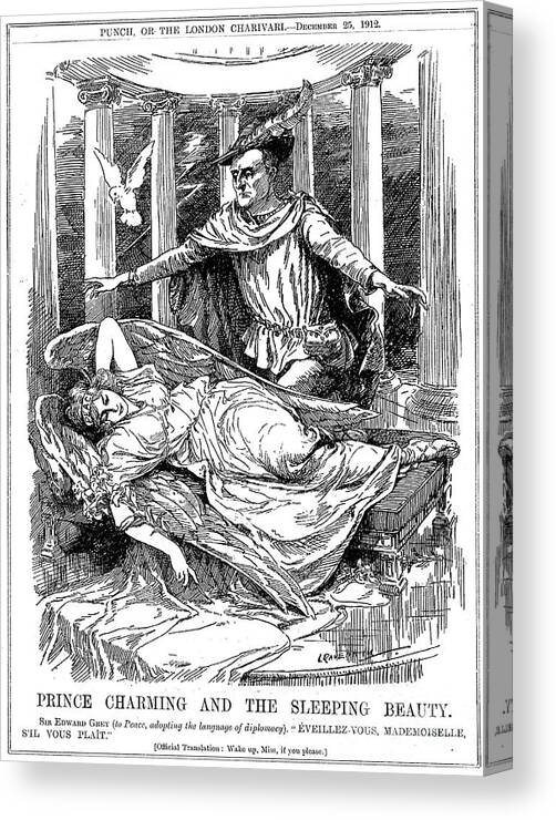 Engraving Canvas Print featuring the drawing Prince Charming And The Sleeping by Print Collector