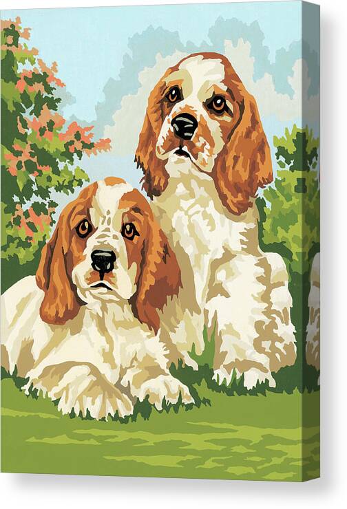 Animal Canvas Print featuring the drawing Puppies by CSA Images