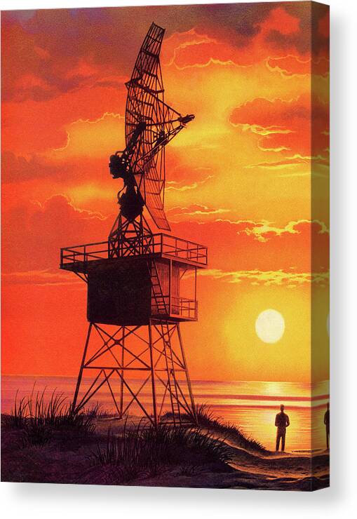 Antenna Canvas Print featuring the drawing Radar Tower by CSA Images
