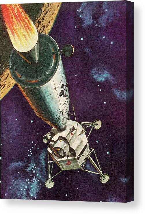 Campy Canvas Print featuring the drawing Rocketship in Space by CSA Images