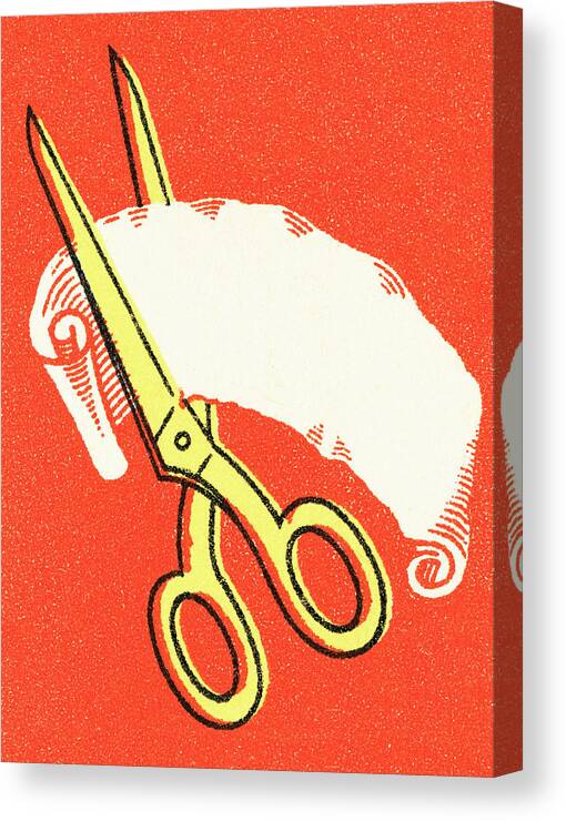 Business Canvas Print featuring the drawing Scissors cutting by CSA Images