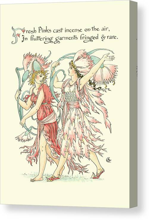 Children's Canvas Print featuring the painting Shakespeares Garden Vi (carnation) by Walter Crane
