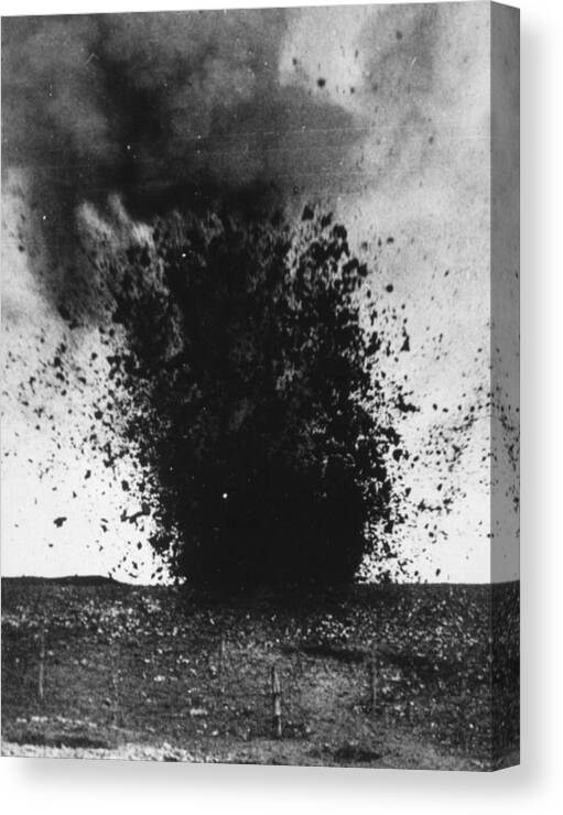 War Canvas Print featuring the photograph Shell Burst by Hulton Archive