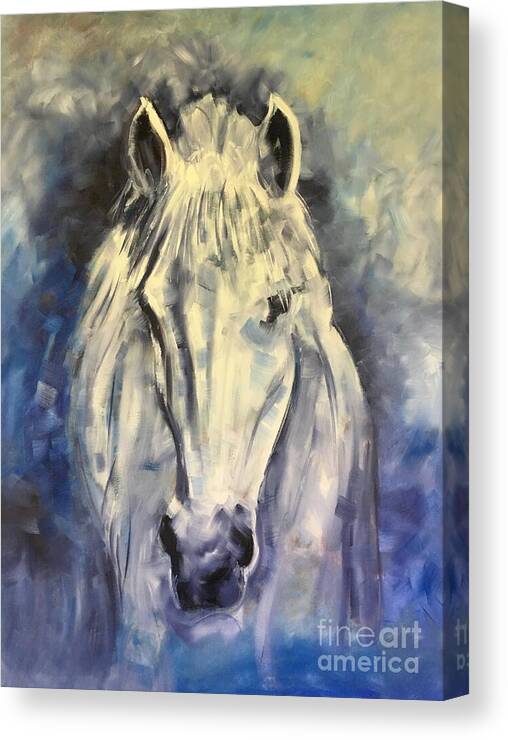 Stallion Canvas Print featuring the painting Silver Horse by Alan Metzger