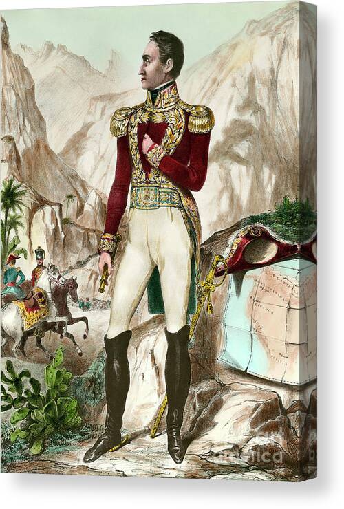 Military Canvas Print featuring the painting Simon Bolivar 1783-1830 by European School