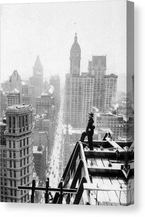 Built Structure Canvas Print featuring the photograph Smoking On The Job by Edwin Levick