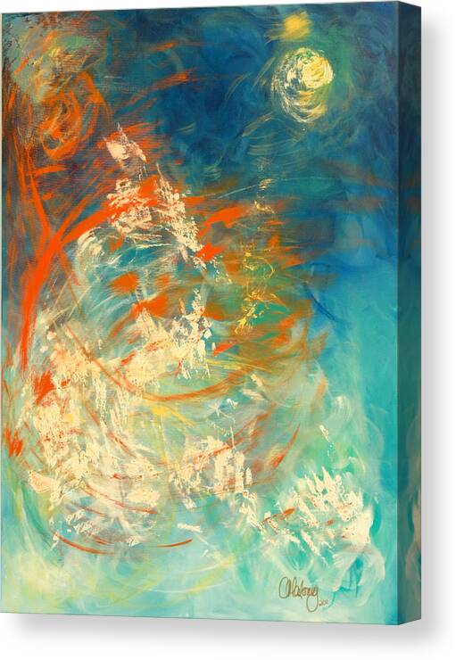 Abstract Canvas Print featuring the painting Something is happening by Christine Cloutier