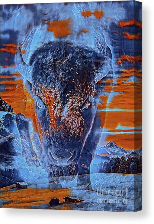 Buffalo Canvas Print featuring the mixed media Spirit Of The Buffalo by DB Hayes