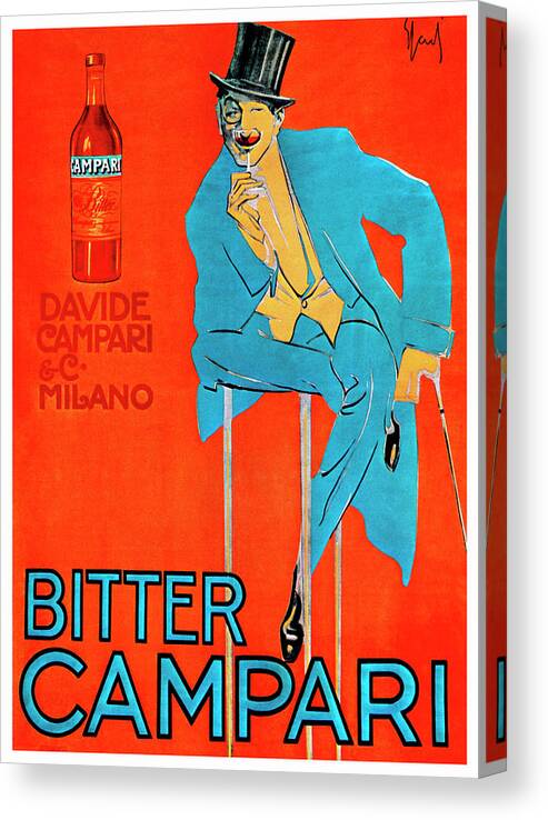 Bitter Campari Canvas Print featuring the mixed media Spirits019 by Vintage Lavoie