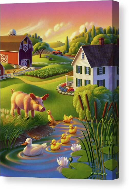 Spring Pig Canvas Print featuring the painting Spring Pig by Robin Moline