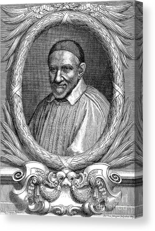 Engraving Canvas Print featuring the drawing St Vincent De Paul, French Priest by Print Collector