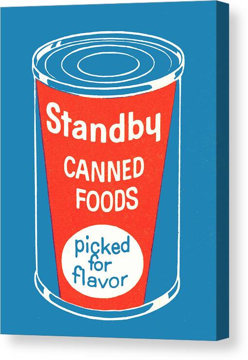 Blue Background Canvas Print featuring the drawing Standby canned foods by CSA Images