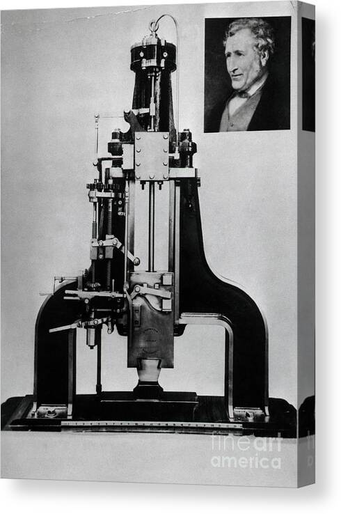 People Canvas Print featuring the photograph Steam Hammer & Inventor James Nasmyth by Bettmann