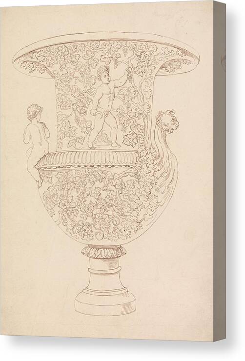 19th Century Art Canvas Print featuring the drawing Study of a Vase by Thomas Rowlandson