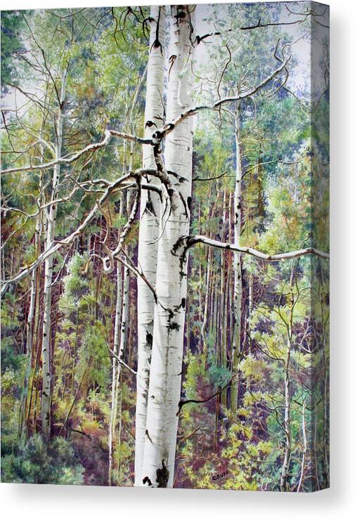 Summer Aspen Color Canvas Print featuring the painting Summer Aspen Color by Carol J Rupp