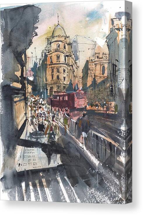 City Canvas Print featuring the painting Summer in the City by Gaston McKenzie