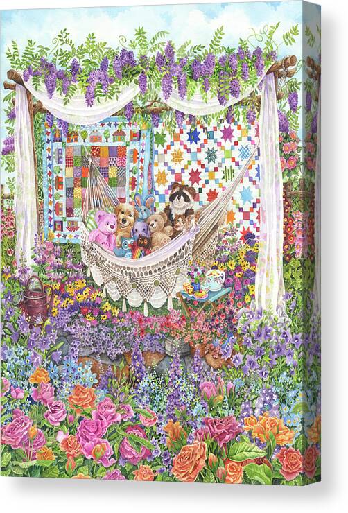 Summer Quilt Canvas Print featuring the painting Summer Quilt by Wendy Edelson
