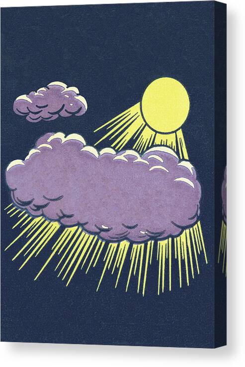 Campy Canvas Print featuring the drawing Sun and clouds by CSA Images