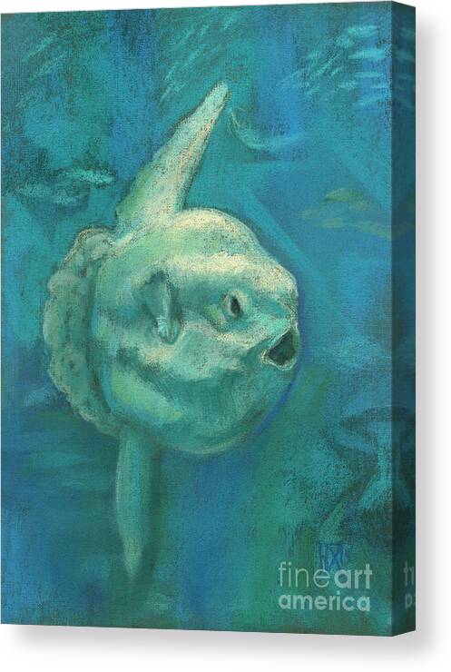 Ocean Creatures Canvas Print featuring the painting Sunfish, Sun Fish, Mola Mola by Julia Khoroshikh