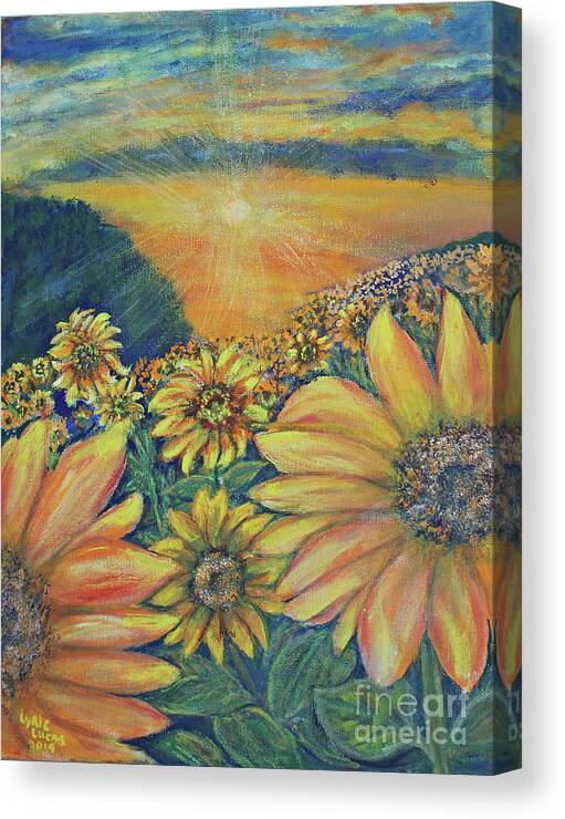 Flowers Canvas Print featuring the painting Sunflower Hill by Lyric Lucas