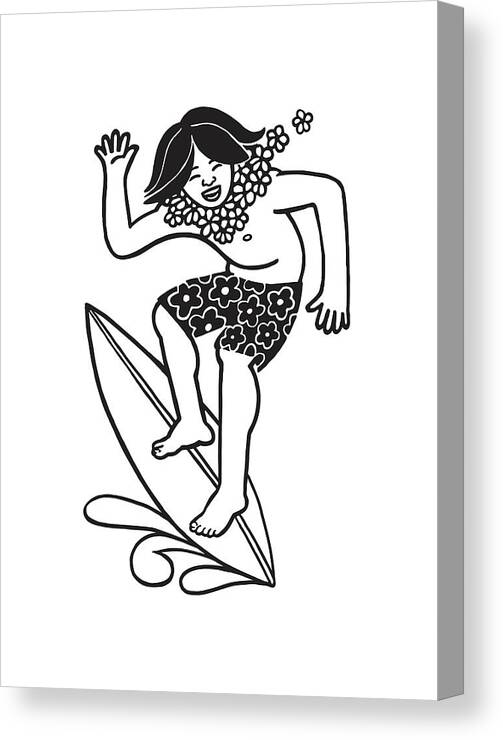Activity Canvas Print featuring the drawing Surfer by CSA Images