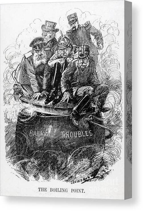 People Canvas Print featuring the photograph The Boiling Point Political Cartoon by Bettmann