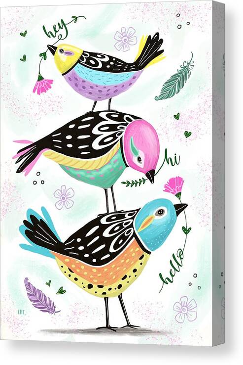 Birds Canvas Print featuring the painting Hello Birds by Elizabeth Robinette Tyndall