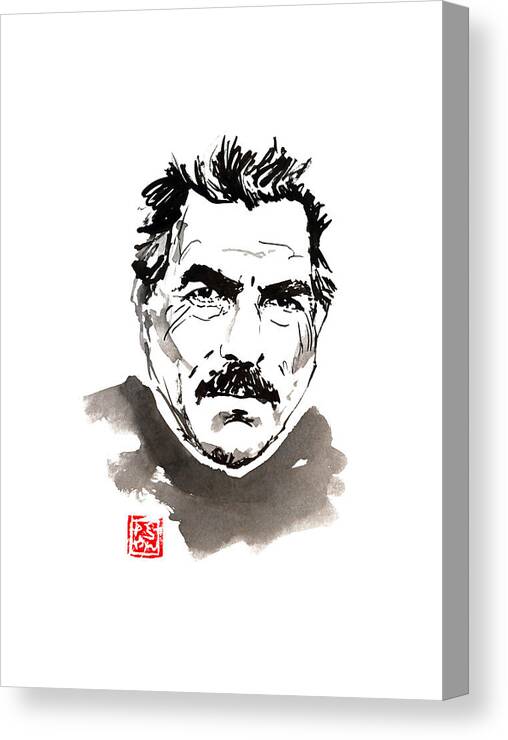 Tom Selleck Canvas Print featuring the drawing Tom Selleck by Pechane Sumie