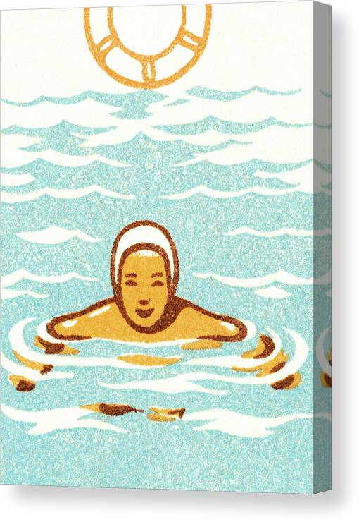 Animated Canvas Print featuring the drawing Treading water by CSA Images