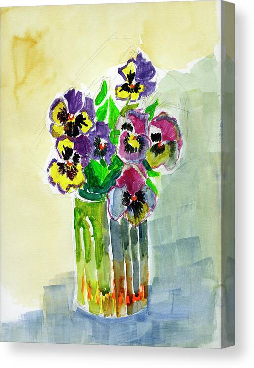 Still Life Canvas Print featuring the painting Vase of Pansies by Diane McClary