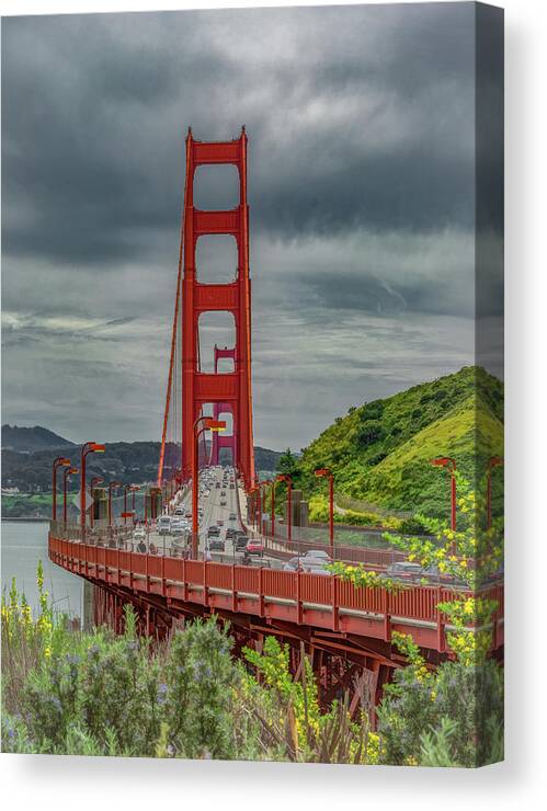 Golden Gate Bridge Canvas Print featuring the photograph View From Vista Point, Saulsalito by Marcy Wielfaert