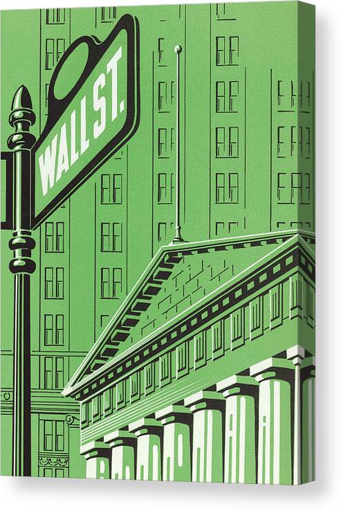 Architecture Canvas Print featuring the drawing Wall Street by CSA Images