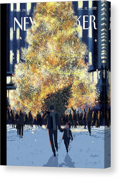 150426 Canvas Print featuring the drawing Evergreens #1 by Matthieu Forichon