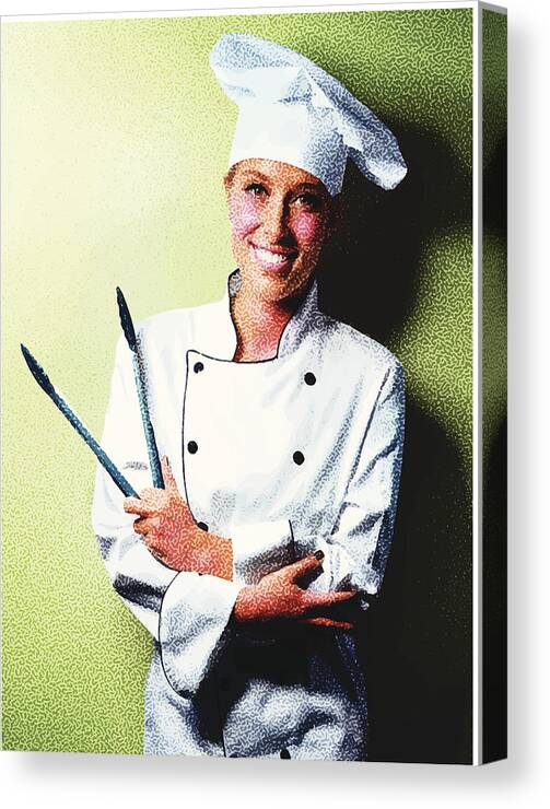 Etching Canvas Print featuring the drawing Friendly Chef #1 by GeorgePeters