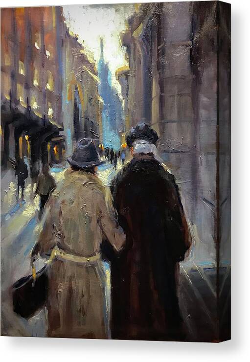 Couple Canvas Print featuring the painting Growing Old Together by Ashlee Trcka