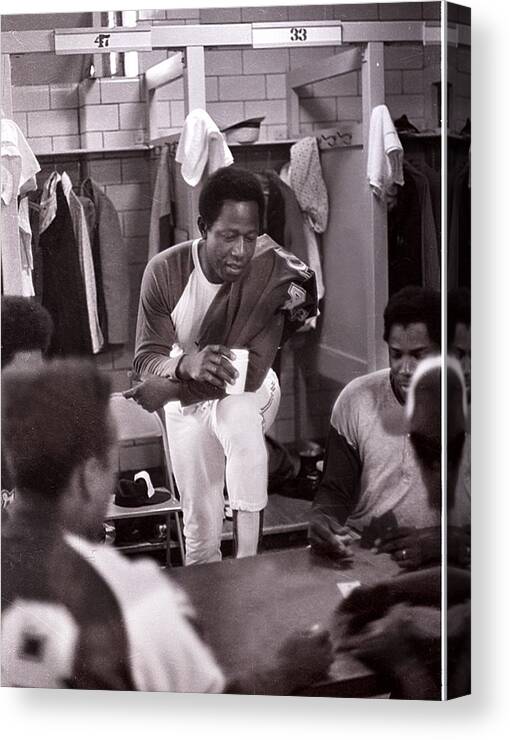 American League Baseball Canvas Print featuring the photograph Hank Aaron by Ronald C. Modra/sports Imagery