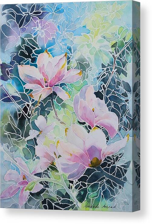 Magnolia Canvas Print featuring the painting Homage to Spring, cropped by Amanda Amend