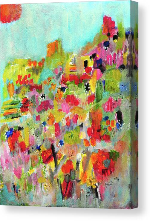 Flower Fields Canvas Print featuring the mixed media I Choose Happiness #1 by Haleh Mahbod