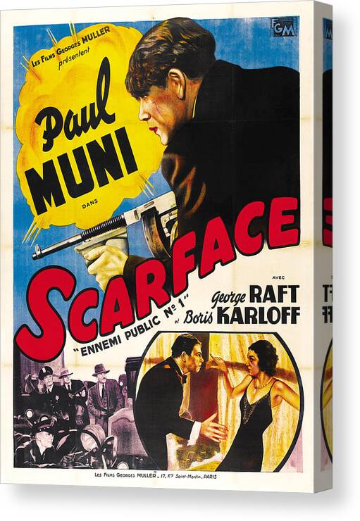 Paul Canvas Print featuring the mixed media ''Scarface'' - 1932 by Movie World Posters