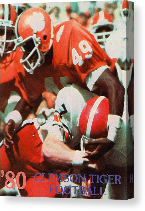 Clemson Tigers Canvas Print featuring the mixed media 1980 Clemson Tiger Football by Row One Brand