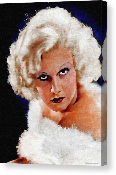 Jean Canvas Print featuring the painting Jean Harlow #5 by Movie World Posters