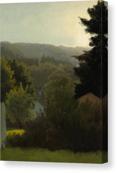 Landscape Canvas Print featuring the painting Forested hills #5 by Albert Bierstadt
