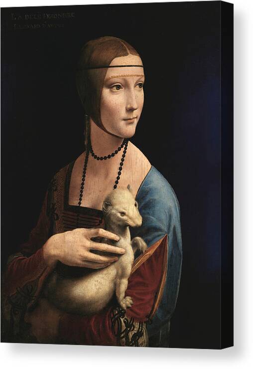 Renaissance Canvas Print featuring the painting Lady With An Ermine by Leonardo Da Vinci