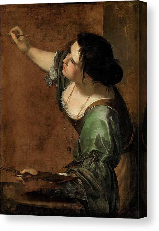 Artemisia Gentileschi Canvas Print featuring the painting Self-Portrait as the Allegory of Painting by Artemisia Gentileschi